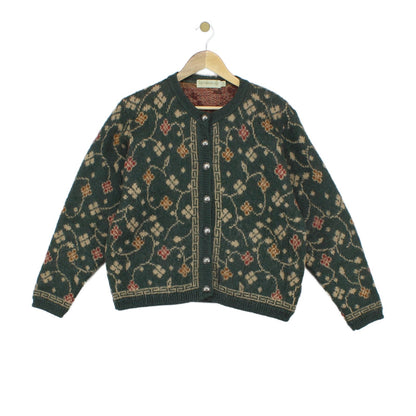 Womens Cardigan Knit Floral Button Up