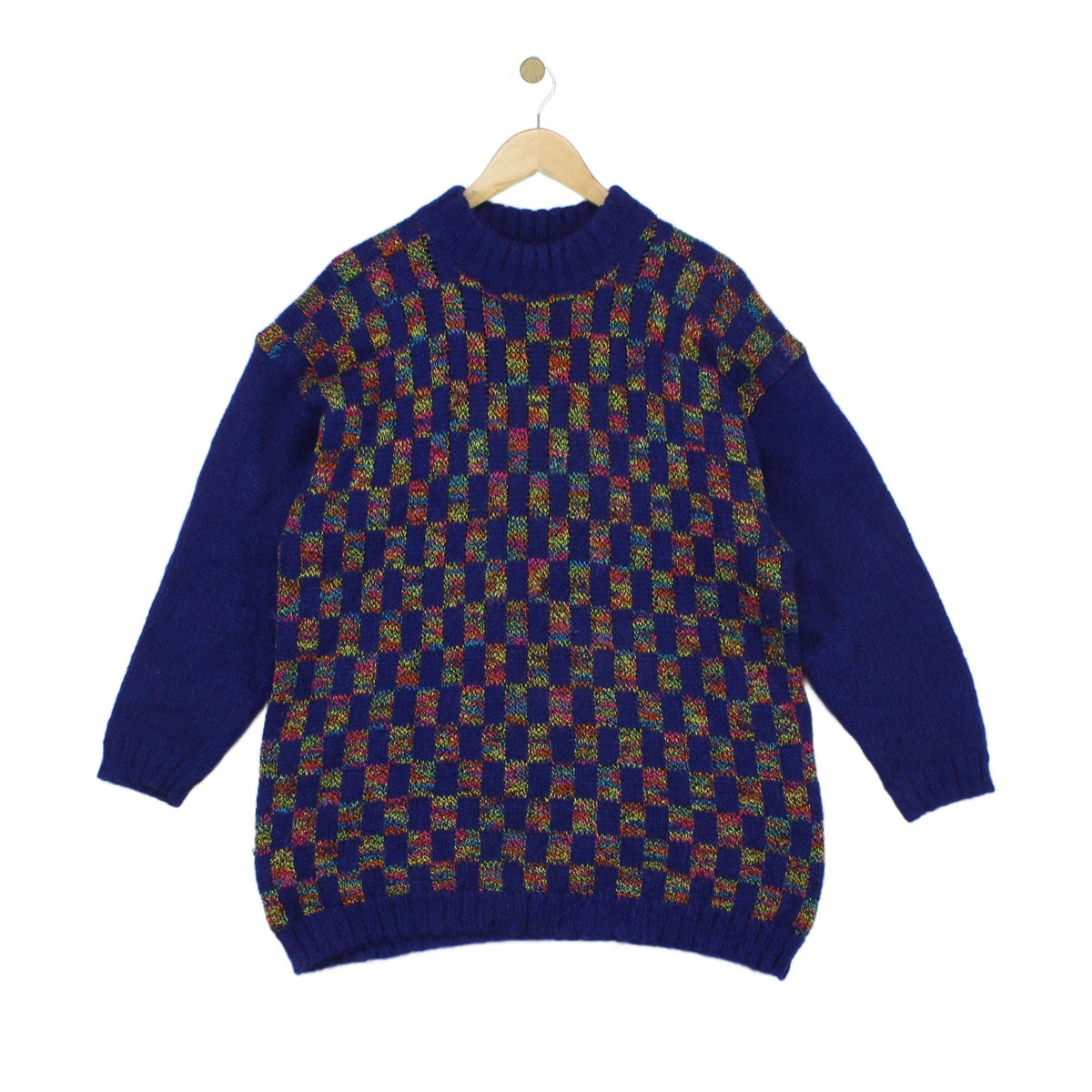 Womens Mohair Jumper Check Wool Blend