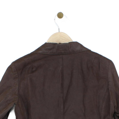 Womens Leather Blazer Notch Lapel Tailored
