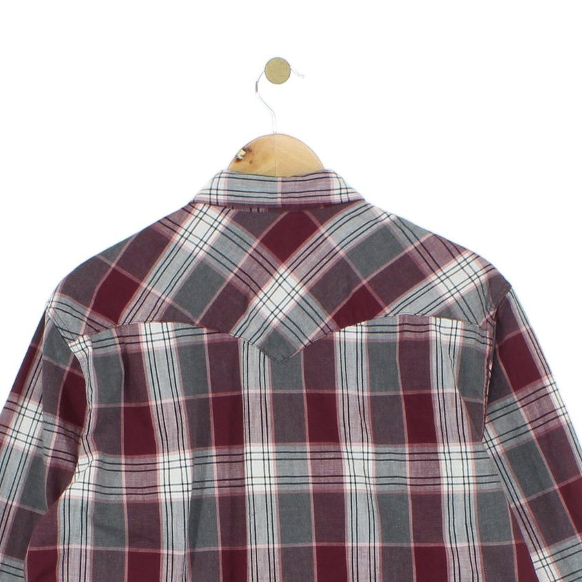 Mens Plaid Shirt Snap Button Up Western