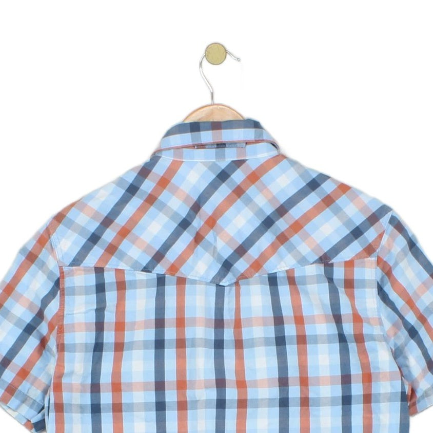 Mens Plaid Shirt Summer Short Sleeve