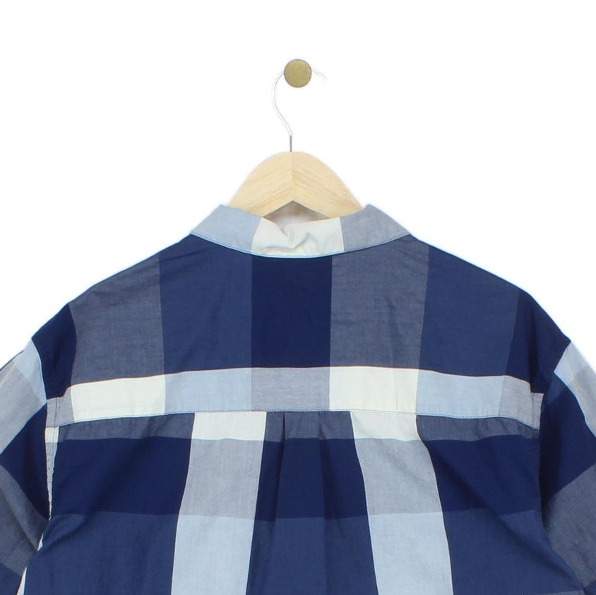 Mens Check Shirt Button Up Short Sleeve Relaxed