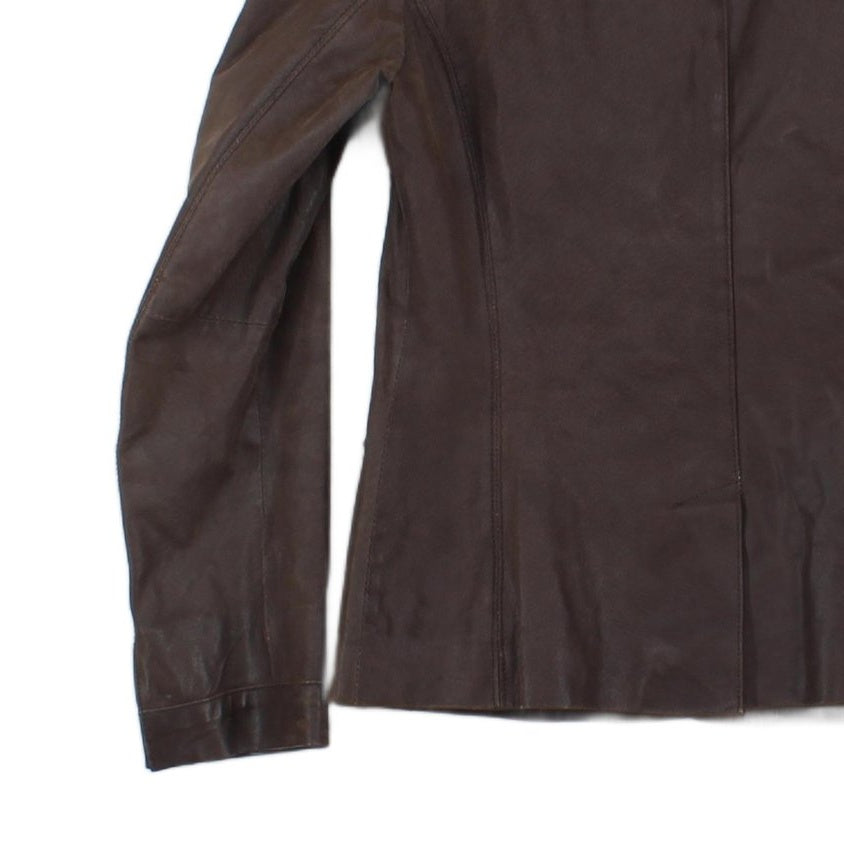 Womens Leather Blazer Notch Lapel Tailored