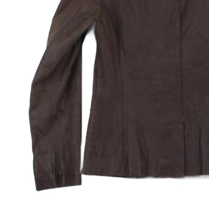 Womens Leather Blazer Notch Lapel Tailored