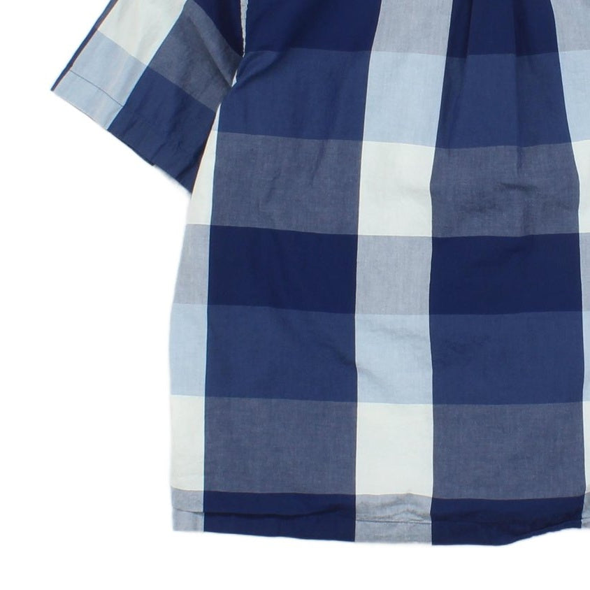 Mens Check Shirt Button Up Short Sleeve Relaxed