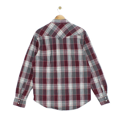 Mens Plaid Shirt Snap Button Up Western