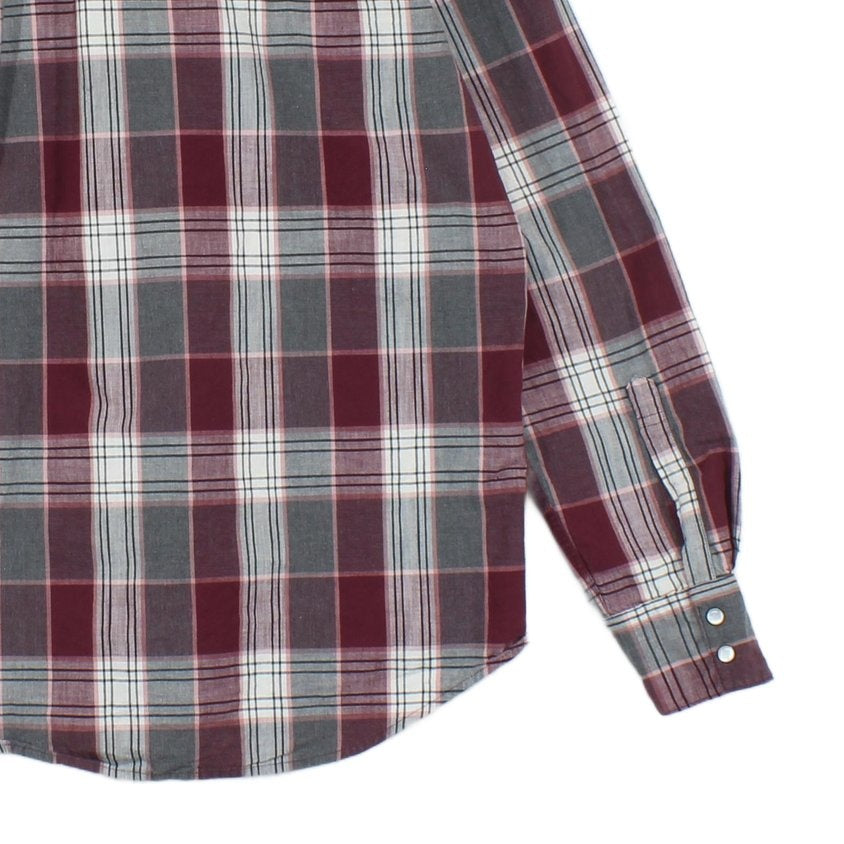 Mens Plaid Shirt Snap Button Up Western