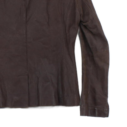 Womens Leather Blazer Notch Lapel Tailored
