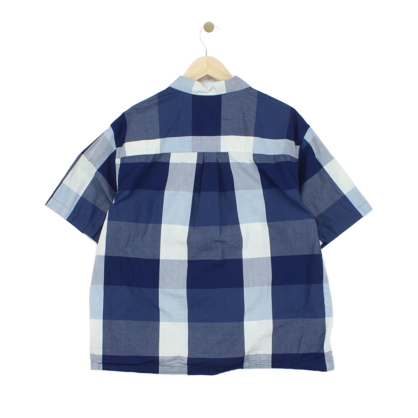 Mens Check Shirt Button Up Short Sleeve Relaxed