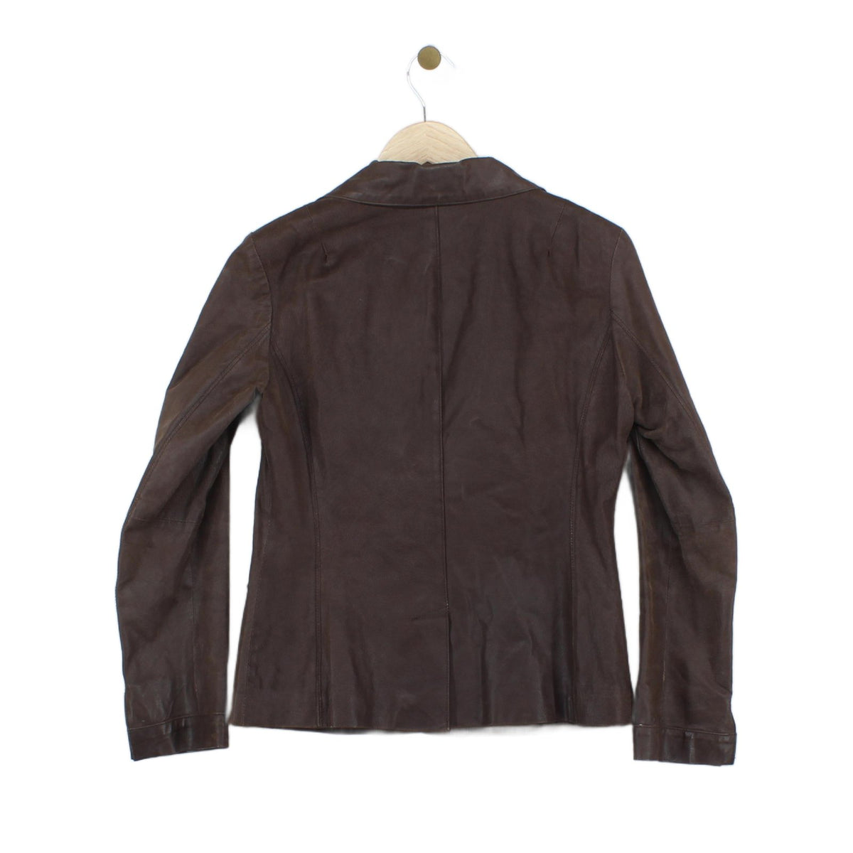 Womens Leather Blazer Notch Lapel Tailored