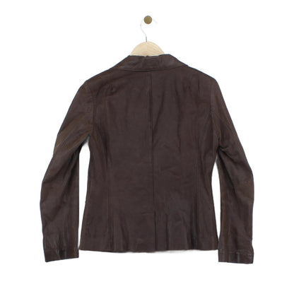 Womens Leather Blazer Notch Lapel Tailored